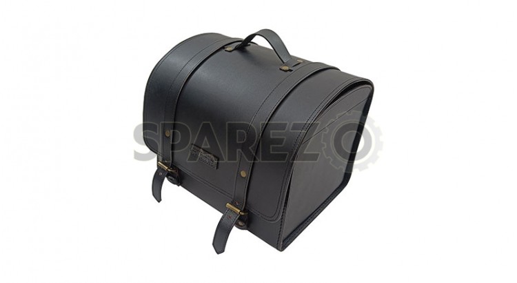 For Royal Enfield Super Meteor 650 Top Luggage Leather Bag Black - SPAREZO